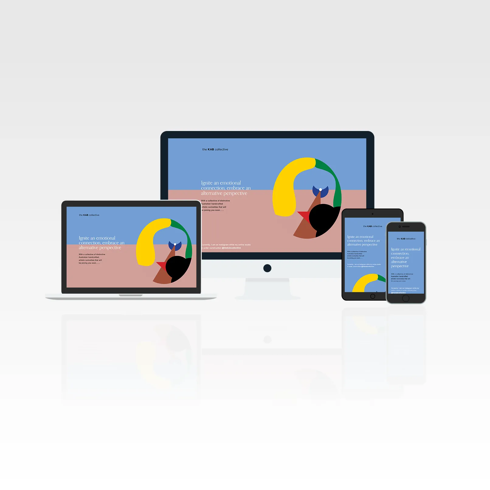 the Kab collective website displayed on all devices.